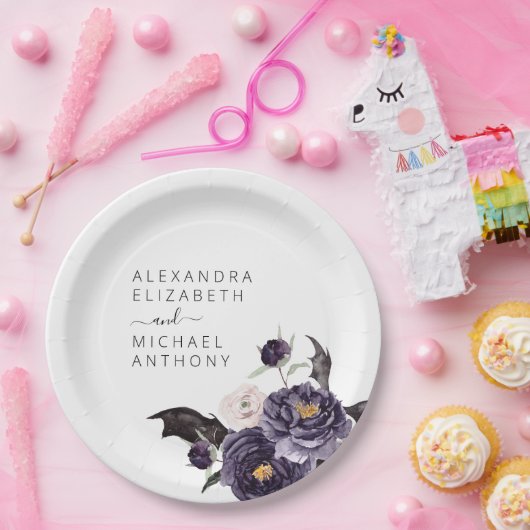 Halloween Wedding Autumn Herfst Donker Paars Papieren Bordje (Feest)