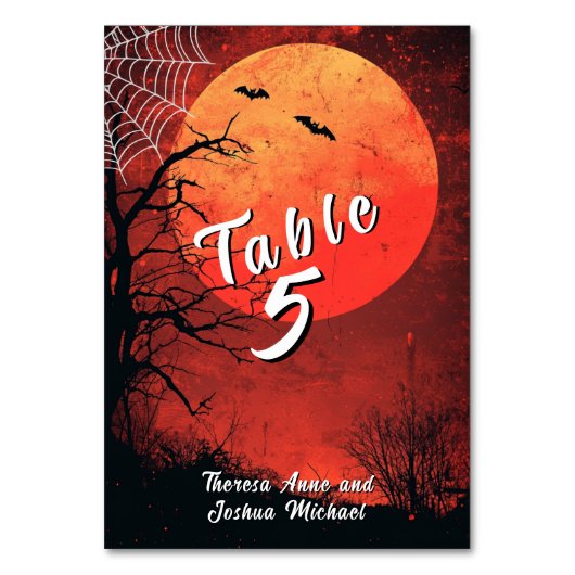 Halloween Wedding Bats Volle Maan Kaart (Achterkant)