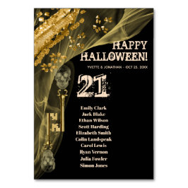 Halloween Wedding Black en Gold Skeleton Keys Kaart