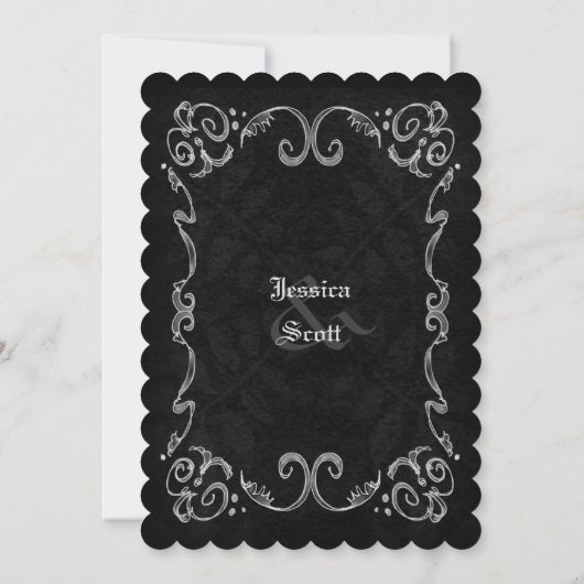 Halloween Wedding Black Gothic NAMES OP BACK Kaart (Achterkant)