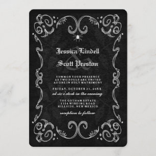 Halloween Wedding Black Gothic NAMES OP BACK Kaart