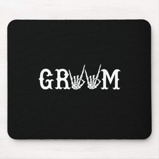 Halloween Wedding Bride Groom Skeleton tot de dood Muismat (Voorkant)