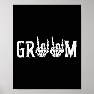 Halloween Wedding Bride Groom Skeleton tot de dood Poster