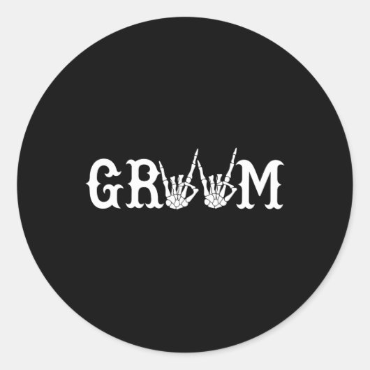 Halloween Wedding Bride Groom Skeleton tot de dood Ronde Sticker (Voorkant)