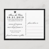 Halloween Wedding Bruin Antiek Skeletten Aankondigingskaart (Achterkant)