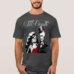 Halloween Wedding Gothic Bride Groom Skeleton Till T-shirt
