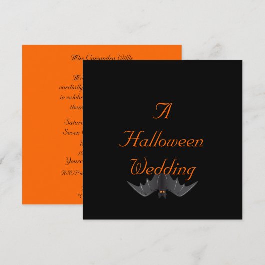 Halloween Wedding - (Hanging Bat) Kaart (Voorkant / Achterkant)