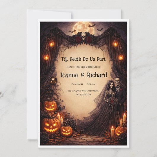 Halloween Wedding inventation. Kaart (Voorkant)