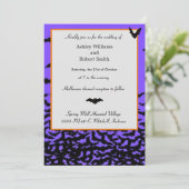 Halloween Wedding Invitation Flat Kaart Black Bats (Staand voorkant)