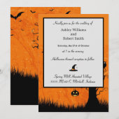 Halloween Wedding Invitation Flat Kaart Pumpkin (Voorkant / Achterkant)