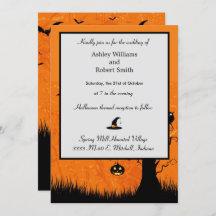 Halloween Wedding Invitation Flat Kaart Pumpkin