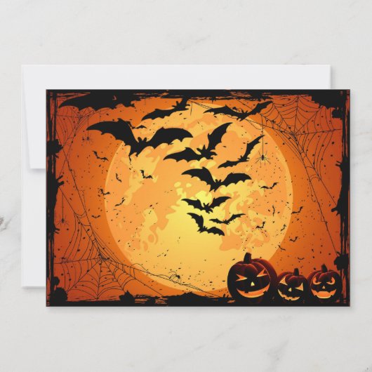 Halloween Wedding Invitation Flat Kaart Spooky Bat (Achterkant)