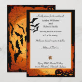 Halloween Wedding Invitation Flat Kaart Spooky Bat (Voorkant / Achterkant)