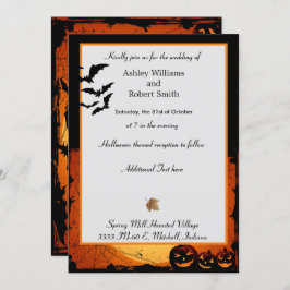 Halloween Wedding Invitation Flat Kaart Spooky Bat