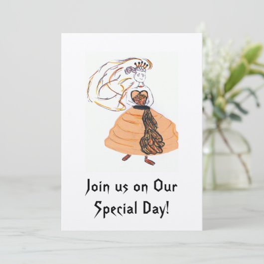 Halloween Wedding Invite Kaart (Staand voorkant)