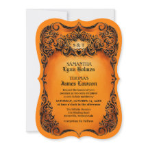 Halloween Wedding Invite - Oranje en zwarte grens