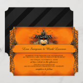 Halloween Wedding Invite - Oranje en zwarte liefde Kaart (Voorkant / Achterkant)