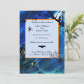 Halloween Wedding Midnight Blue Flat Invitation Kaart (Staand voorkant)