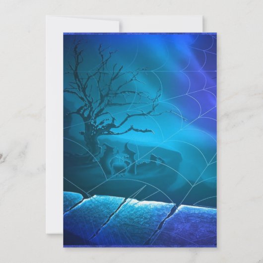 Halloween Wedding Midnight Blue Flat Invitation Kaart (Achterkant)