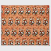 Halloween Wedding Personaliseer Namen Pompoen Mums Cadeaupapier (Vlak)