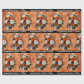 Halloween Wedding Personaliseer Namen Pompoen Mums Cadeaupapier (Vlak)