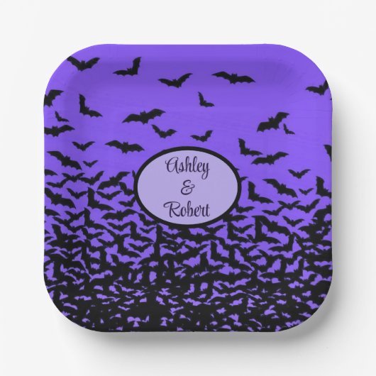 Halloween Wedding Personaliseert Names Fly Away Ba Papieren Bordje (Voorkant)