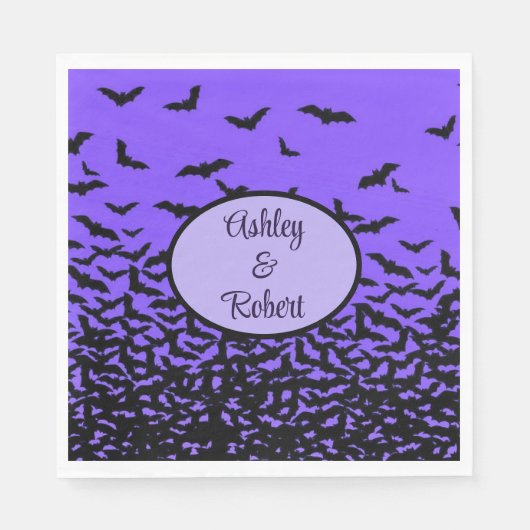 Halloween Wedding Personaliseert Names Fly Away Ba Servet (Voorkant)