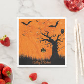 Halloween Wedding Personaliseert Names Spooky Tree Servet (Insitu)