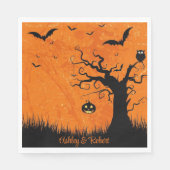 Halloween Wedding Personaliseert Names Spooky Tree Servet (Voorkant)