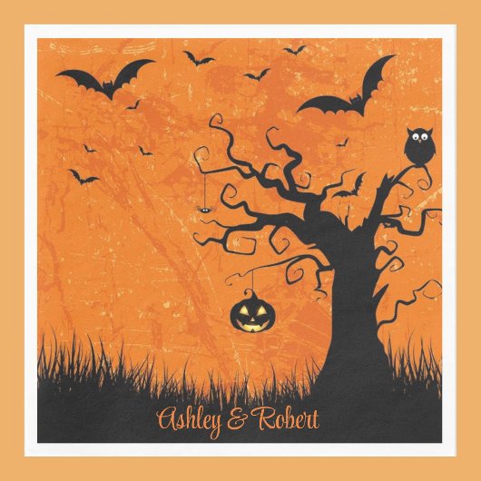 Halloween Wedding Personaliseert Names Spooky Tree Servet
