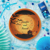 Halloween Wedding Reception personaliseert Papieren Bordje (Feest)