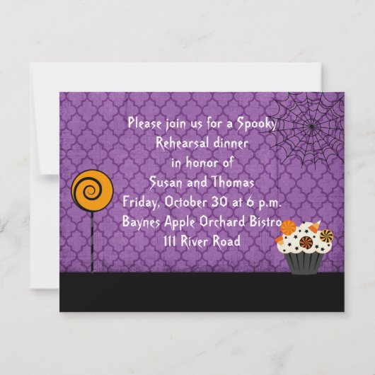 Halloween Wedding Rehearsal Dinner Uitnodiging (Achterkant)