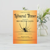 Halloween Wedding Rehearsal nodigt Oranje spin uit Kaart (Staand voorkant)