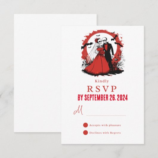 Halloween Wedding RSVP Kaart (Voorkant / Achterkant)