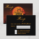 Halloween Wedding RSVP Kaarten 's nachts Kaartje (Voorkant / Achterkant)