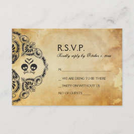Halloween Wedding RSVP - Skull & Crossbones Kaartje