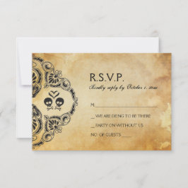 Halloween Wedding RSVP - Skull & Crossbones Kaartje