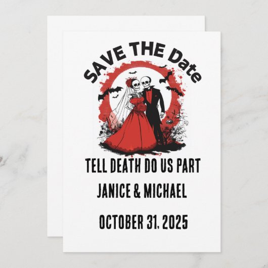 Halloween Wedding Save the Date (Voorkant / Achterkant)