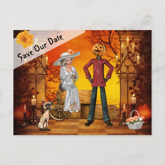 Halloween Wedding Save the Date Aankondigingskaart (Voorkant)