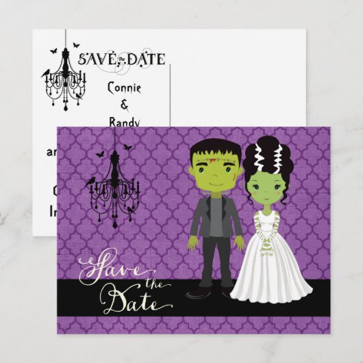 Halloween Wedding Save the Date Aankondigingskaart (Voorkant / Achterkant)