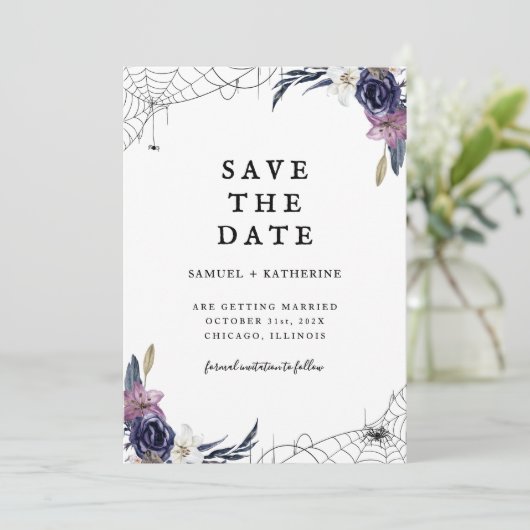 Halloween Wedding Save The Date Kaart (Staand voorkant)