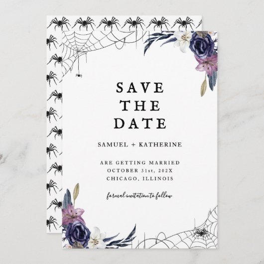 Halloween Wedding Save The Date Kaart (Voorkant / Achterkant)