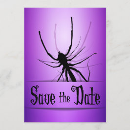Halloween Wedding Save the Date Kaart Paarse Spide