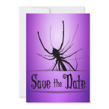 Halloween Wedding Save the Date Kaart Paarse Spide