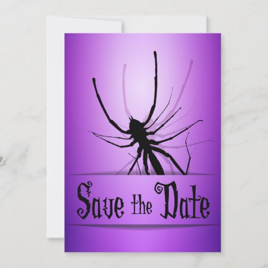 Halloween Wedding Save the Date Kaart Paarse Spide (Voorkant)