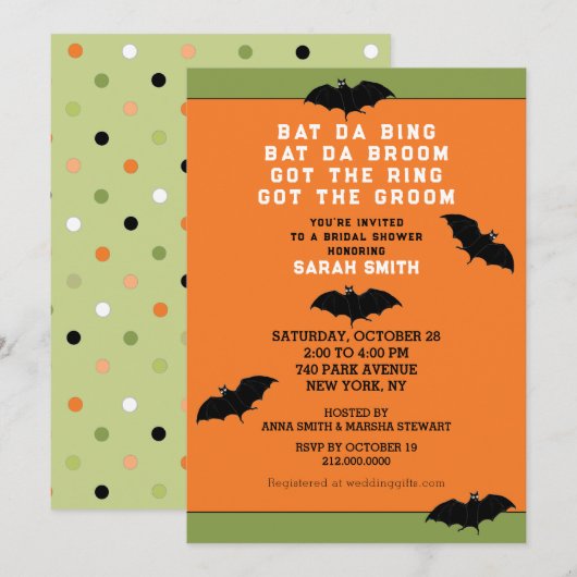 Halloween Wedding Shower-uitnodiging Kaart (Voorkant / Achterkant)