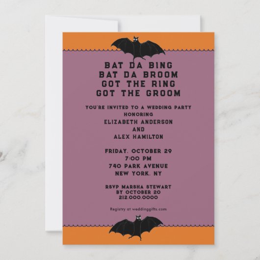 Halloween Wedding Shower-uitnodiging Kaart (Voorkant)