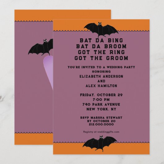 Halloween Wedding Shower-uitnodiging Kaart (Voorkant / Achterkant)
