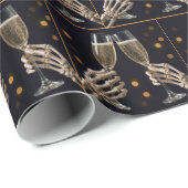 Halloween Wedding Skeleton Champagne Toast Cadeaupapier (Rol Hoek)