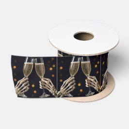 Halloween Wedding Skeleton Champagne Toast Satijnen Lint